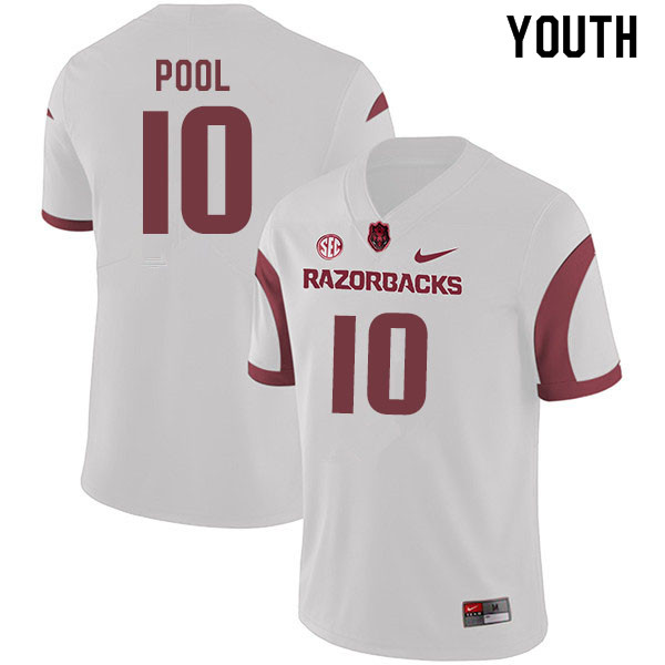 Youth #10 Bumper Pool Arkansas Razorbacks College Football Jerseys Sale-White